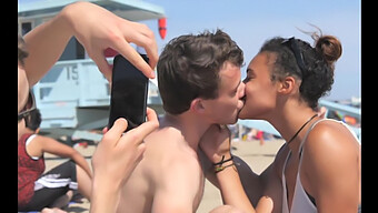 Black Girl Engages In Passionate Kissing With White Boys On The Beach