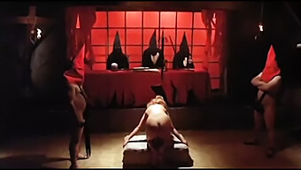 Vintage Blonde'S Sacrificial Whipping In Retro Satanic Video