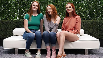 New Redhead Amber Addis In A Threesome With Three Fiery-Haired Beauties And A Lucky Guy